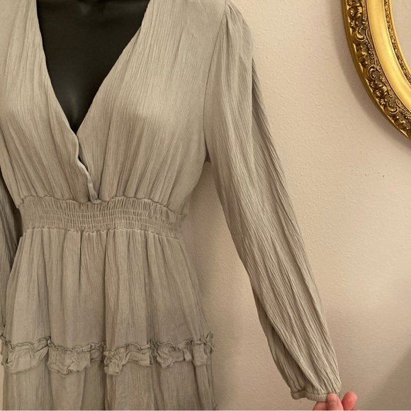 Altar’d State Pistachio Pastel Green Spring Coquette Designer Long Sleeve Dress - Picture 4 of 17